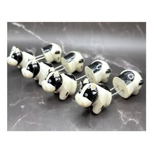 Vintage Corn Cob Holders/Skewers Cow Design Set of 4 Collectible 1980s/1990s